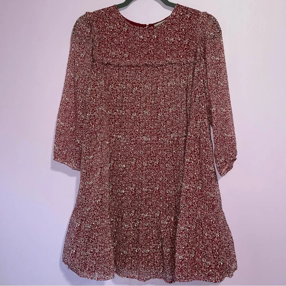 Coconut Prairie Dress Girls Size 11/12 Ruffle Tulle Ditsy Floral Cottagecore